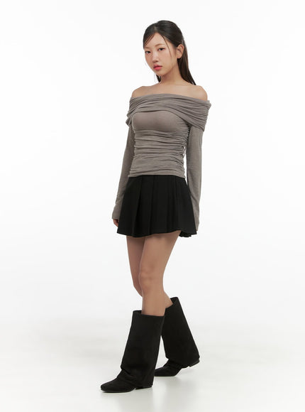 solid-pleated-mini-skirt-cs404