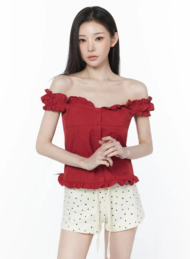 ruffled-off-shoulder-short-sleeve-blouse-iu512