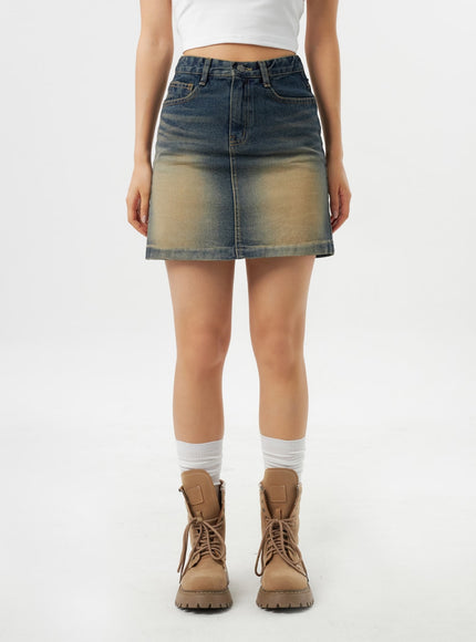 Dark Wash Denim Mini Skirt CY315