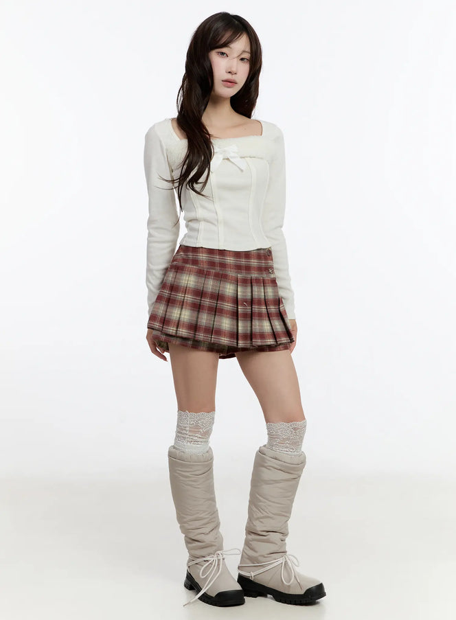 plaid-high-waist-mini-skirt-cn524
