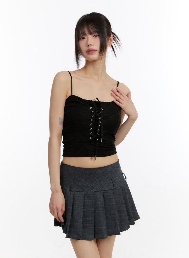 Sheer Floral Lace-Up Corset Cami Top CM513