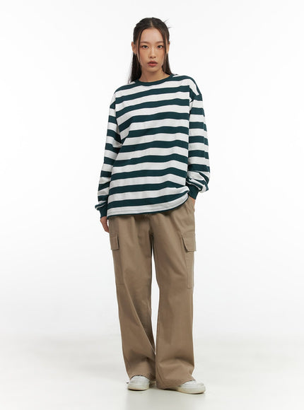 casual-round-neck-stripe-pullover-co424