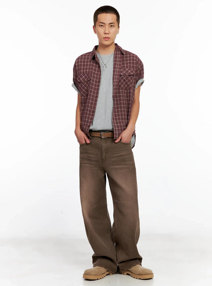 mens-plaid-short-sleeve-flannel-shirt-ig511