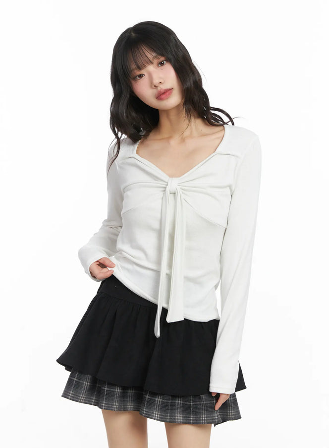elegant-ribbon-long-sleeve-blouse-cd531