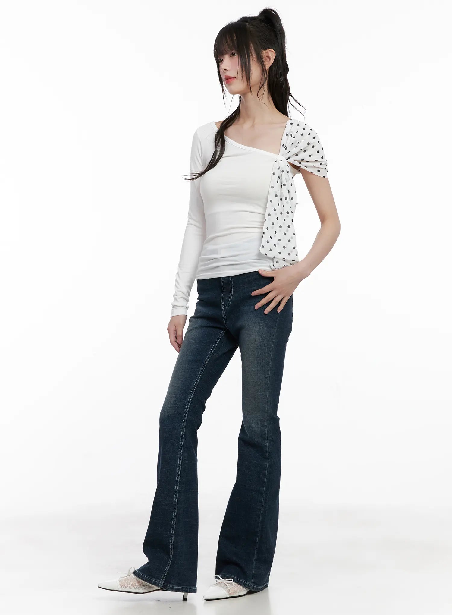 one-shoulder-polka-dot-print-top-cg519