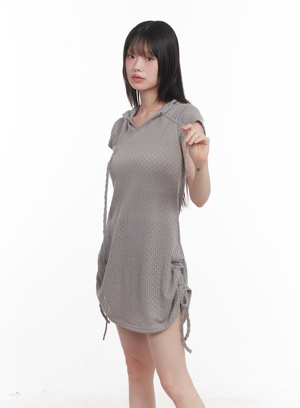 Hooded Loose-Fit Mini Dress CU505 - Korean Women's Fashion | LEWKIN Hooded Loose-Fit Mini Dress CU505 - Korean Women's Fashion | LEWKIN