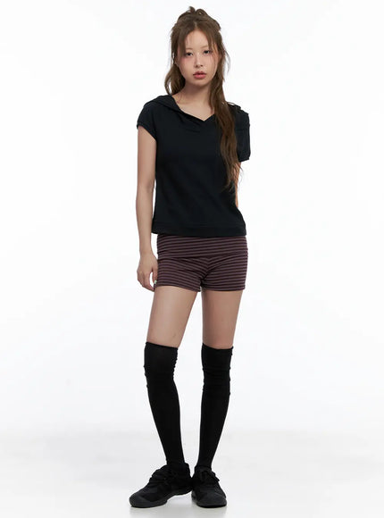 black-short-sleeve-hoodie-cl511