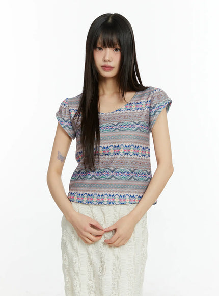 fair-isle-puff-short-sleeve-top-cf509
