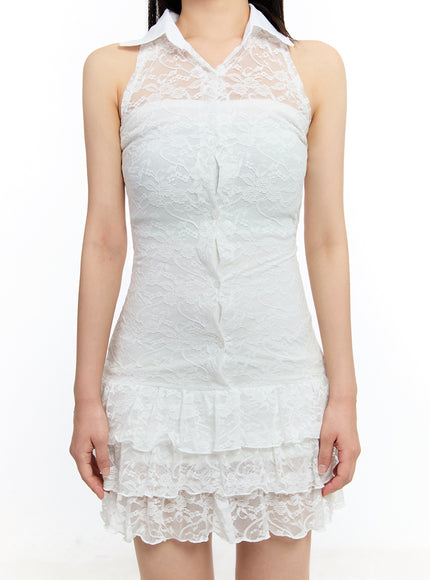 lace-ruffle-layered-button-mini-dress-iu503