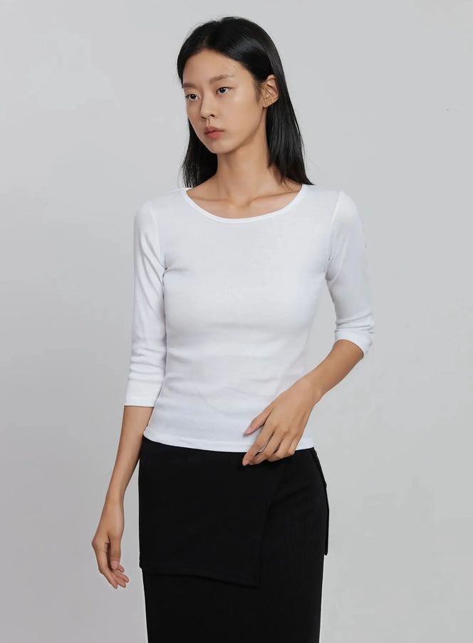 quarter-sleeve-round-neck-top-id516