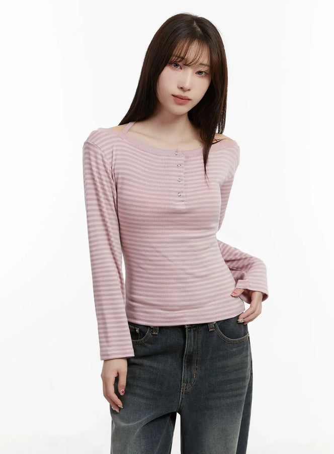 striped-halter-neck-blouse-ij521