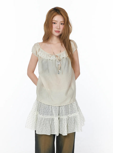 lace-puff-sleeve-blouse-cy505
