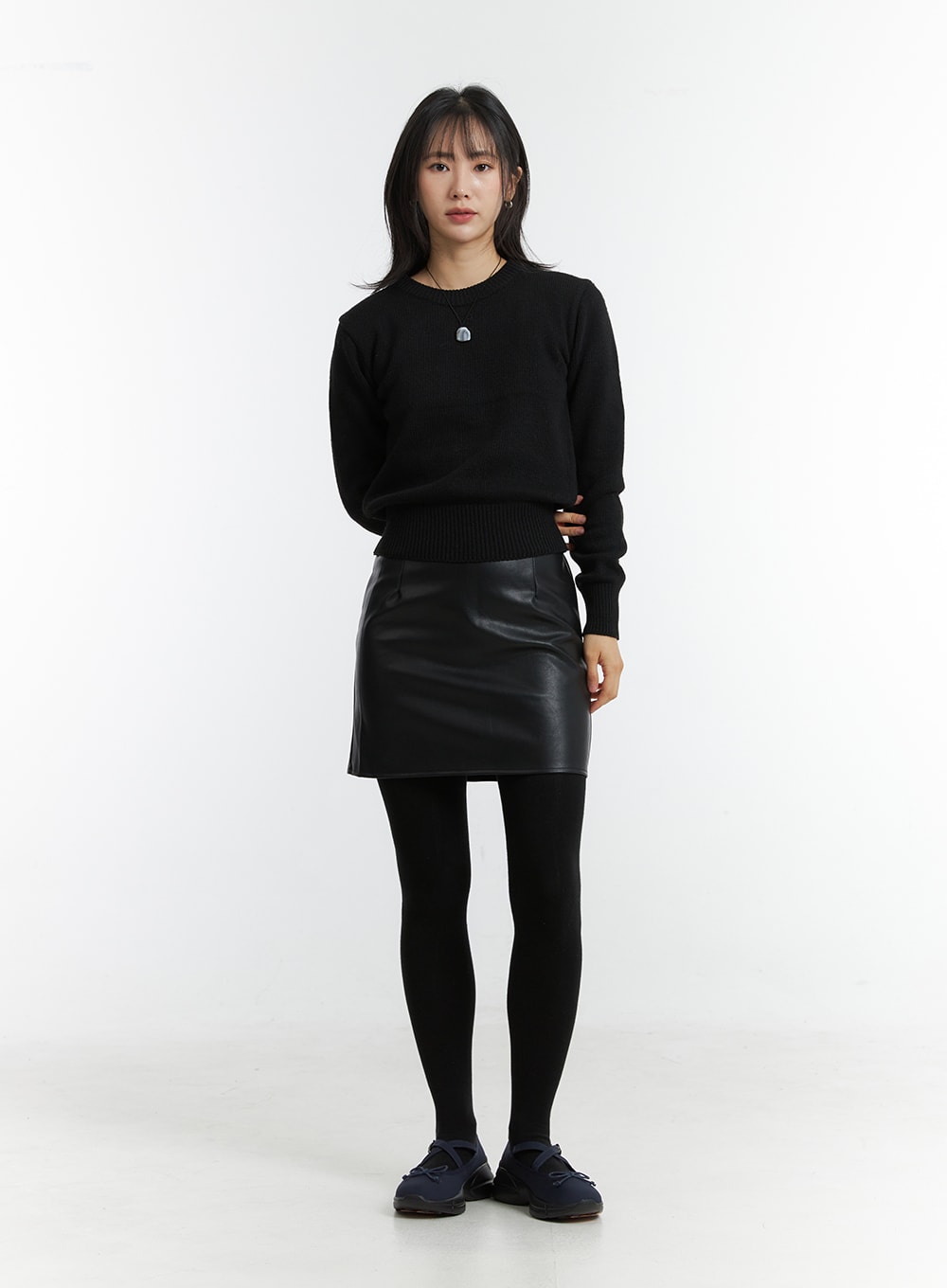 Faux Leather Flared Mini Skirt - Lewkin