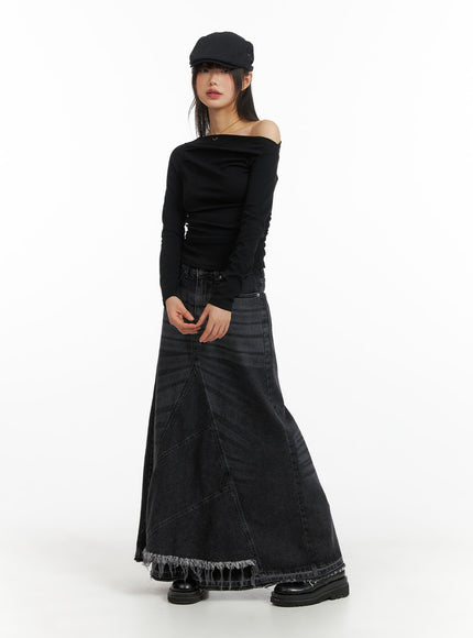 destroyed-hem-maxi-denim-skirt-cm413