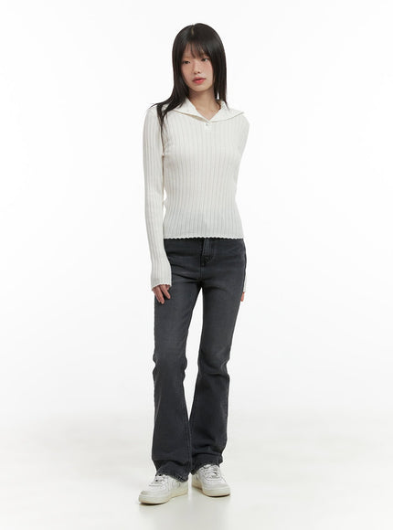 ribbed-collared-slim-top-cg426