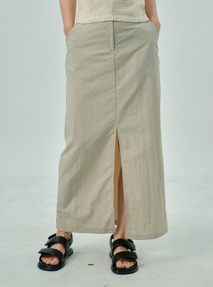 Slit Nylon Maxi Skirt OY310