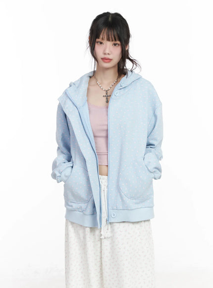 oversized-floral-hooded-sweatshirt-cm526 / Light blue