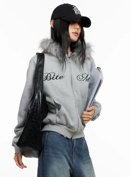 Oversized Fur Zip-Up Hoodie CO529 - Acubi style | LEWKIN Oversized Fur Zip-Up Hoodie CO529 - Acubi style | LEWKIN