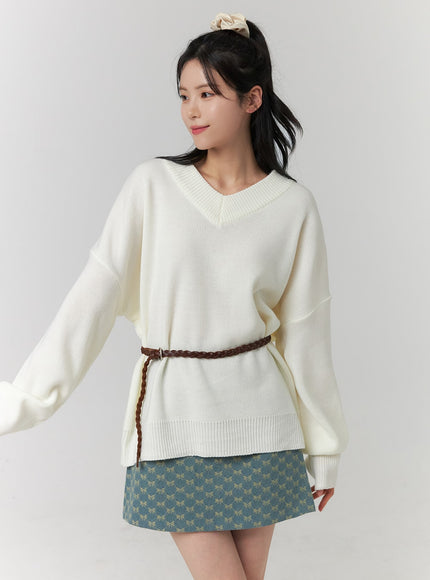 v-neck-knitted-long-sleeve-sweater-oj419