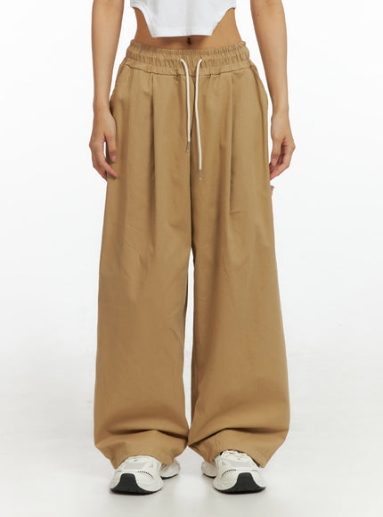 cargo-banded-pintuck-pants-il419 / Beige