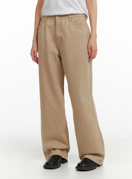 solid-straight-leg-trousers-im414 / Beige