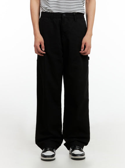 mens-wide-fit-cotton-pants-black-ig402 / Black