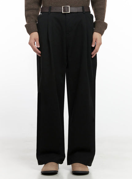 mens-cotton-pintuck-wide-fit-pants-id406 / Black