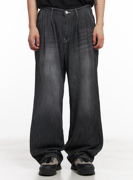 mens-pintuck-linen-comfort-jeans-iy508 / Black