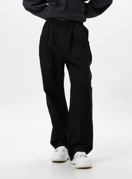 pintuck-wide-fit-pants-io326 / Black