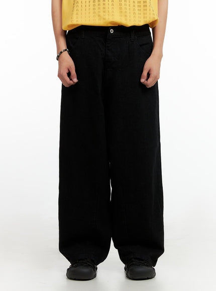 mens-loose-fit-cotton-pants-ig402 / Black