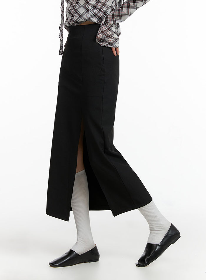 side-slit-maxi-skirt-if402 / Black