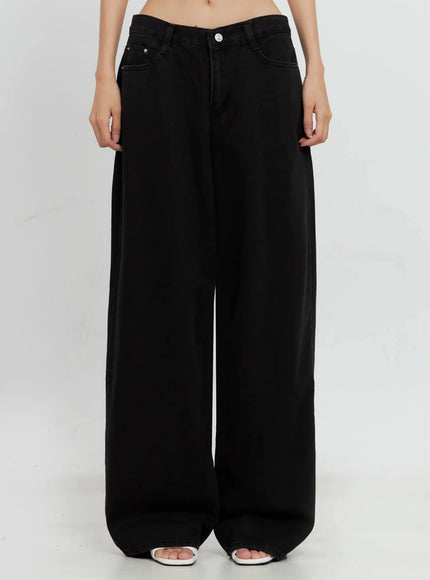 jieun-black-wide-leg-jeans-il528 / Black