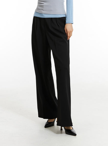 pintuck-straight-leg-pants-in308 / Black