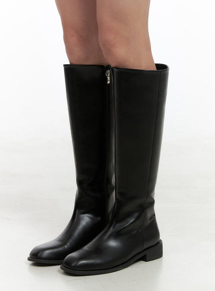 solid-leather-long-boots-og419 / Black