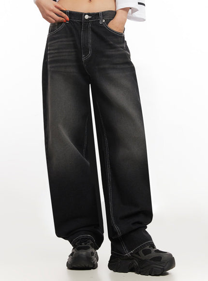 alexis-stitched-wide-leg-jeans-ia504 / Black