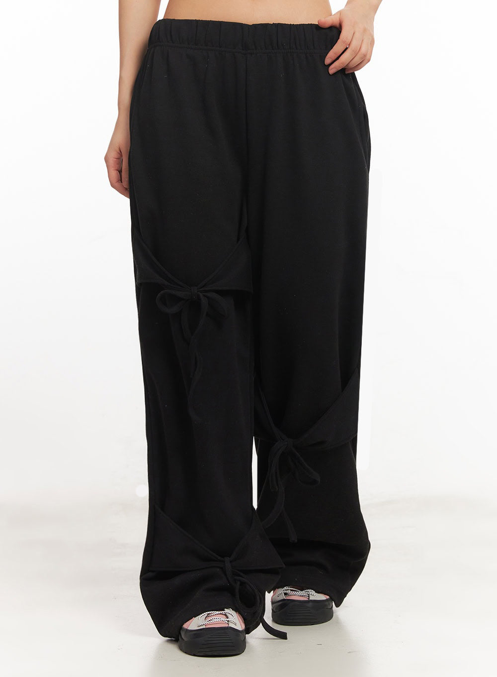 Ribbon Wide-Leg Sweatpants IA524 by Lewkin