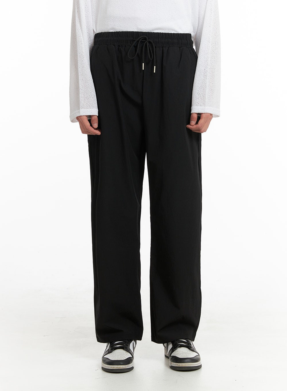 mens-simple-wide-leg-trousers-ia401 / Black