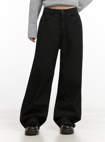 tweed-chic-wide-leg-pants-in427 / Black