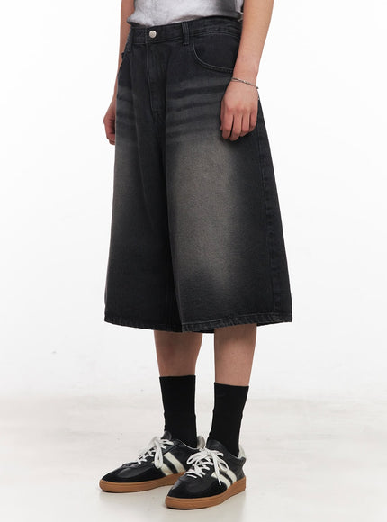 mens-washed-relaxed-fit-jorts-iy505 / Black