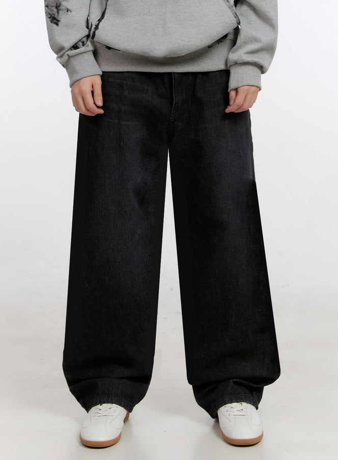 Men's Wide-Leg Jeans IM525 in Black, size 1XL