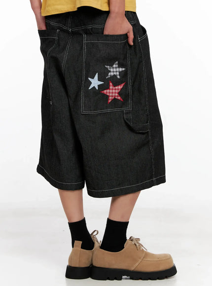 mens-star-patch-jorts-ig508 / Black