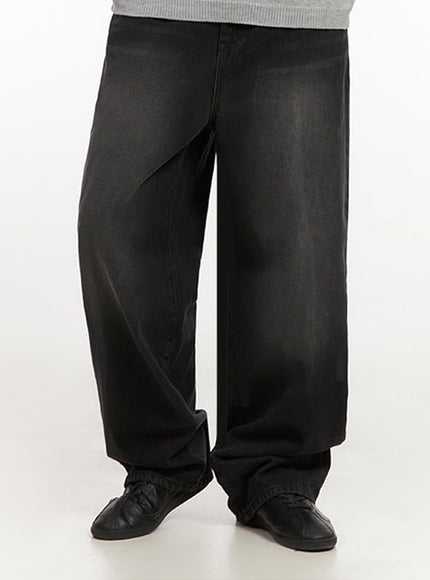 mens-washed-relaxed-fit-jeans-if517 / Black
