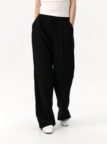 wide-fit-pintuck-trousers-io320 / Black