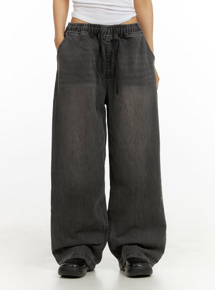 banding-baggy-jeans-iu412 / Black