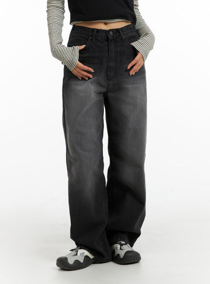 washed-wide-leg-jeans-im405 / Black