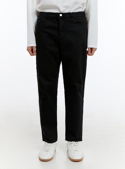 mens-solid-straight-fit-cottonn-pants-is413 / Black