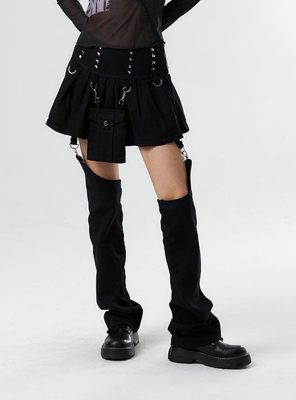 studded-buckle-mini-skort-is322 / Black