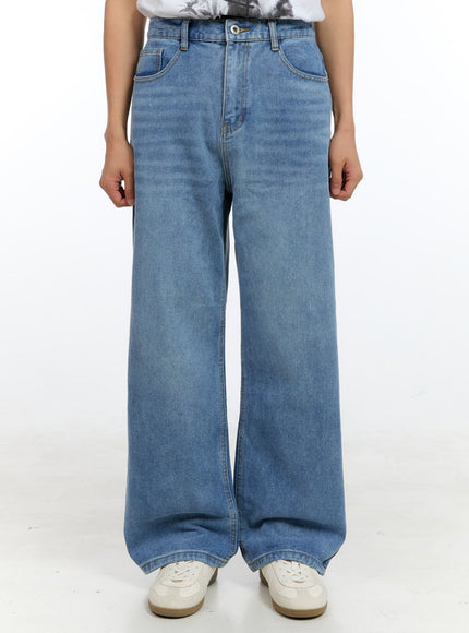 mens-banded-wide-leg-jeans-blue-ig416 / Blue