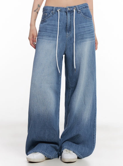 tsuki-baggy-drawstring-denim-jeans-ic503 / Blue