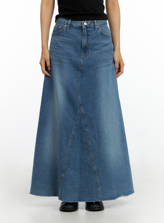 maxi-flare-denim-skirt-il419 / Blue